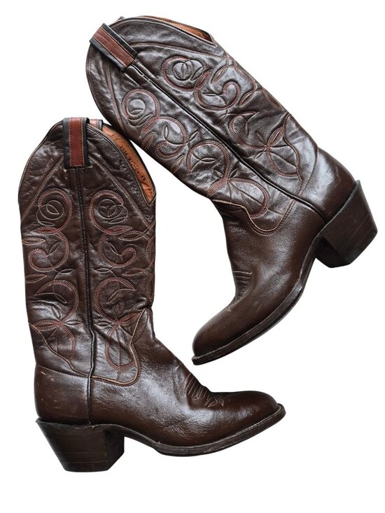 Sanders Other - Sanders 16" Tall Western Cowboy Boots Decorative Stitching Handcrafted Men's 9 B